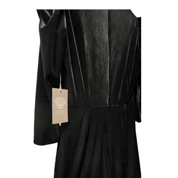 Vince Camuto Ruched Velvet Shirred Sheath Bodycon Dress | 10, Black NEW $148 - Picture 3 of 10